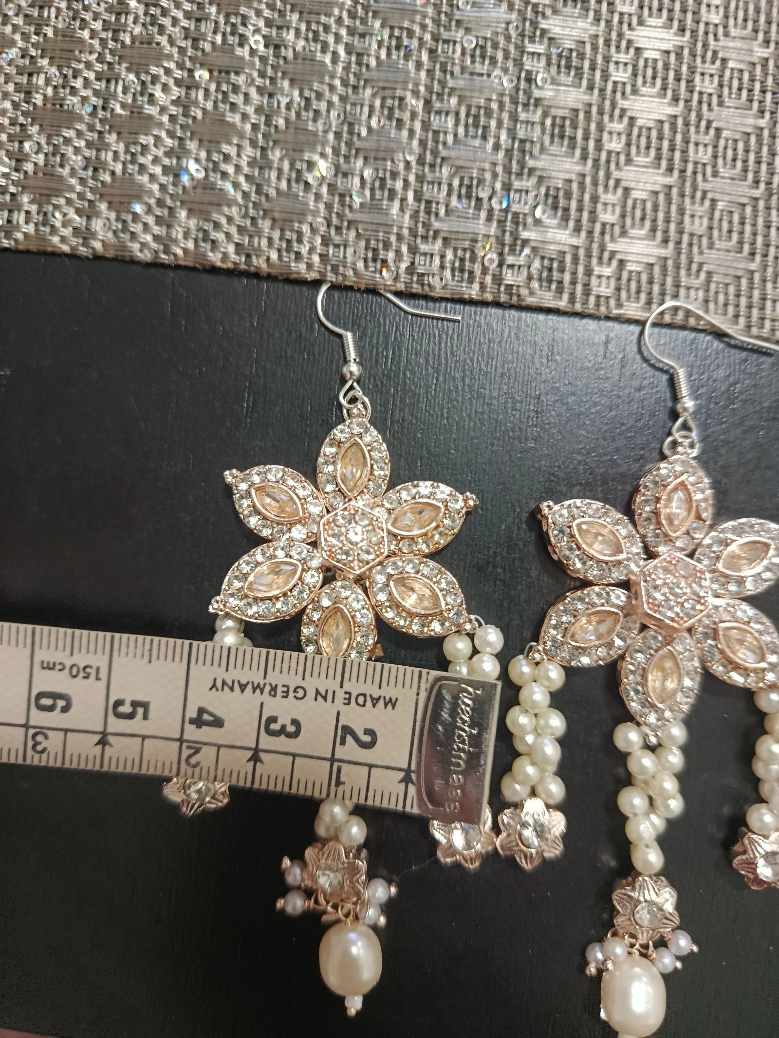 Brincos de flor largos brilhantes com pedras novas e elegantes – photo 3